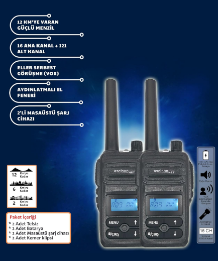 Aselsan PM 985 Gri PMR İkili El Telsizi resmi
